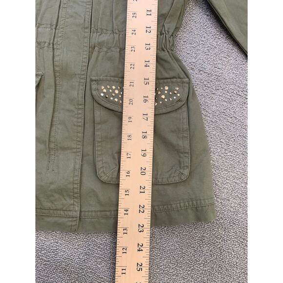 Mayoral Girl's Size 8 Olive Green Hooded Jacket With‎ Studs - Picture 6 of 16